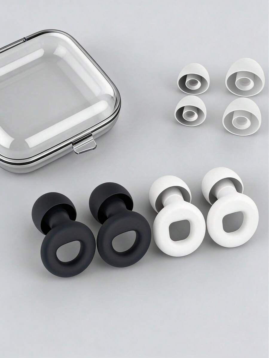 Reusable Silicone Swimming Ear Plugs - Noise Reduction Earplugs With Travel Case | Comfortable Earplugs For Pool, Beach, Shower, Surfing | Fits All Ear Shapes (Spare Ear Tips Included)