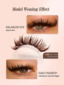 Rikuaild 三合一棕色假睫毛套装，包含60D/80D/100D柔软保湿单根假睫毛、睫毛胶水、镊子，在家DIY打造精致妆容，196/228/260片柔软蓬松浓密睫毛嫁接套装，持久耐用的卡通风格尖刺单根假睫毛套装，新年和圣诞节送给女性的理想礼物 - 彩色 - 查看 6