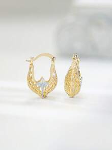 一对波西米亚风 ORO Laminado 简约星形元素耳环，适合女性参加派对、周年纪念、生日等场合，全年皆宜，魅力配饰，日常佩戴也合适。 - 耳圈 - 查看 9