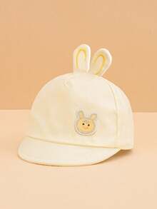 1pc Baby Thin Cute Rabbit Ear + Adorable Rabbit Badge Decor Soft Brim Sun Protection Baseball Cap, Breathable Comfortable Stretchy Non-Restrictive, Suitable For 0-3 Months Newborn Babies Outdoor Use, Multi-Color Options - Multicolor - View 4
