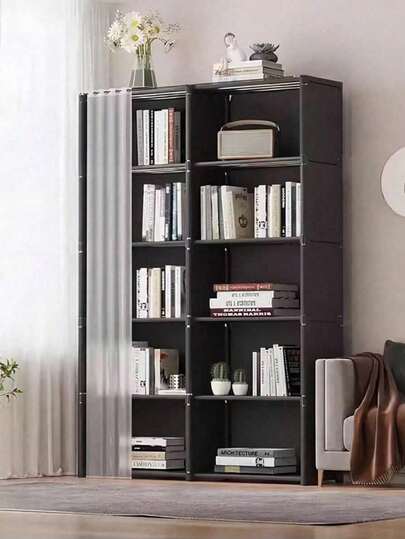 1 Portable Wardrobe, Multifunctional Cube Bookshelf, Wardrobe, 31.5"/15.7" Width, Freestanding Display Rack With Curtains, Book Storage Cabinet For Bedroom And Living Room