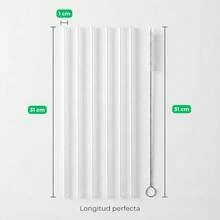 Popotes Transparentes Reutilizables Set 6 + Cepillo Premium rígidos y resistentes Compatibles con vasos tumblers 14 40 oz Elegantes libres de BPA Fácil limpieza y alta durabilidad - Transparente10mmrgidomuyaltacalidad - Ver 6