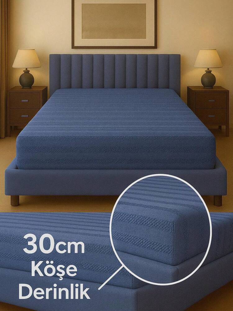 Home Essentials Promo Line Fitted Sheet – 100x200 Cm – Plain Design, Daily Use – Budget Series – MADE IN TURKEY - Navy Blue - View 1