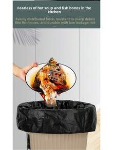 100PCS PE Flat Trash Bags, 5 Rolls Heavy Duty Leak-Proof Garbage Bags, Camping Essentials For Kitchen Bathroom Household & Outdoor Camping, Black - 黑色 - 查看 4