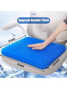 Gel Seat Cushion, Double Thick Egg Gel Cushion For Pressure Pain Relief, Breathable Wheelchair Cushion Chair Pads For Car Seat Office Chair (16x14x1.65inch) - 1-blue - View 12
