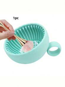 硅胶化妆刷清洁碗 - 1个无香型刷子清洁垫，带擦洗垫，适用于眉刷、腮红刷、面部刷和眼部刷子 - 彩色 - 查看 12