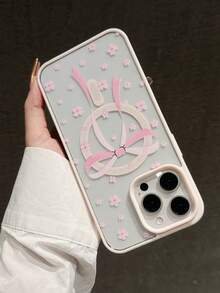 1个蝴蝶结花卉图案亚克力透明手机壳，兼容苹果17/16 Pro、新款17/16磁吸手机壳、三星Galaxy S23/24、S15 Pro/14 Pro，防震硅胶硬壳 - 彩色 - 查看 5