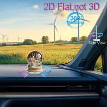 2D Imprimé Boule à neige rotative à 360 degrés, décoration de bureau, avec renne blanc et sapin - Multicolore - Voir 4