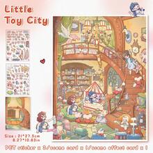 2 Sheets 27.5*21cm Large Size Miniature Scene Stickers, 2 Pattern Options, Includes 2 Sheets Pet Stickers + 1 Sheet Scene Cardboard + 1 Sheet Reference, Suitable For Christmas, New Year, Holiday Party, Gifts, Envelopes, Cards DIY Decoration, PVC Sticker Scrapbook Supplies Scrapbooking - Cartoon Landscape Stickers - View 6