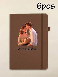 200 Pages-Custom Journal With Couple Photos, Personalized Name Notebook, Customized Journal For Women, Customizable Pictures Notebooks For School, Cartoon Photos, Notebooks For Work With Rope, Cartoon Photos, Valentine'S Day, Birthday Gifts, Student, Couples, Teacher, Business, Worker, Office