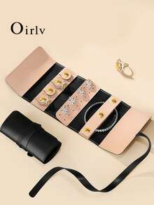 Oirlv 1个PU皮革旅行首饰收纳袋，便携优雅，礼品袋，可收纳戒指、耳环、手镯、项链和其他饰品