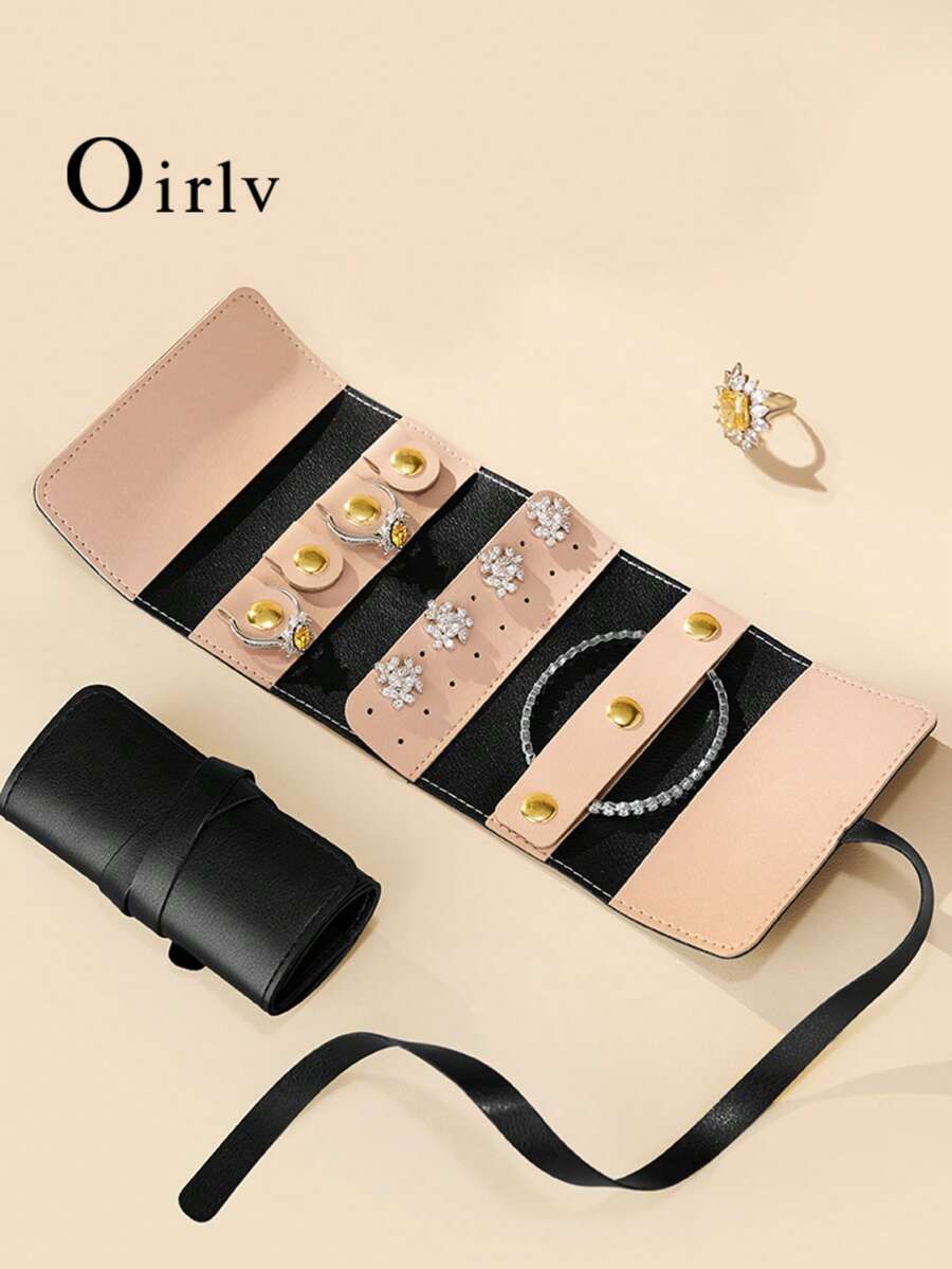 Oirlv 1个PU皮革旅行首饰收纳袋，便携优雅，礼品袋，可收纳戒指、耳环、手镯、项链和其他饰品