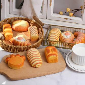 Almohadas suaves y realistas con aroma a pan, pan de piña, pan viejo, huevo, croissant, adecuadas para decoración del hogar, exhibición de muestras de panadería