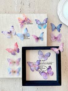 FURDANXINYI 12pcs Colorful Layered Net-Like, Vividly Colored Butterfly Wings Hair Accessory. Elegant Butterfly Beak Clips For The Forest Style Hair Clips! Perfect For Women's Fashionable Hairstyles! Ideal Choice For Weddings And Festival Parties!, Claw Clips, Hair Slide, Hair Barrettes - Multicolor - View 8