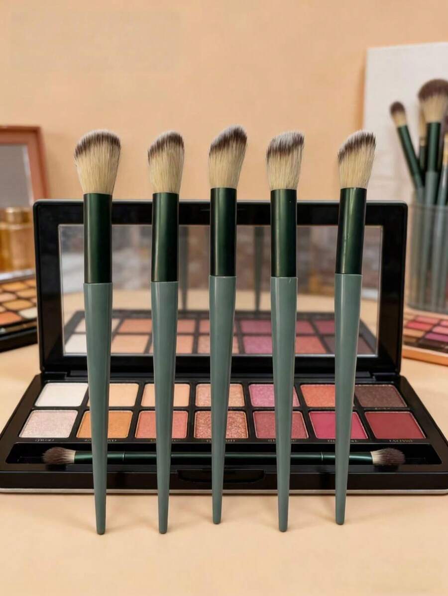 Contour Brush - Angled Precision Contouring Brush For Cheeks & Jawline, Soft Synthetic Bristles, Dense & Blendable For Cream/Powder/Liquid Products, Cruelty-Free - Dark Green - View 1