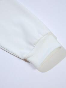 Plus Size Women's Crew Neck Sweatshirt With Positioning Print - White - View 3