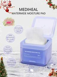 Mediheal Almohadillas de algodón hidratantes Watermide, ligeras y transparentes, de color blanco lechoso, de algodón acolchado, hidratantes y humectantes, con capa elástica, absorción en 10 segundos, sin residuos, selladas higiénicamente, cuidado después del sol, esencial para bolsa de gimnasio, base de maquillaje, alternativa a la máscara de dormir, cosméticos coreanos, 100 almohadillas/150ml/5.07 onzas líquidas.