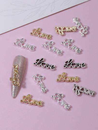 Exquisite And Adorable Valentine's Day Heart-Shaped LOVE Nails Charms, 30 Pieces Per Pack, 3D Metal Heart-Shaped Letter Nail Art Decorations DIY Gift, A Gift For Girls In 2025, Nail Art Gems, Nail Art Supplies, Multi-Functional DIY Accessories, Perfect For Decorating Nails, Phone Cases, Shoes, Bags And Crafts.