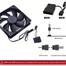12cm Computer Case Cooling Fan, 12V Silent Fan For Desktop PC, 8cm 9cm Black Frame Blades No Light Fan