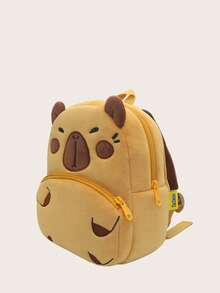 1个可爱水豚毛绒背包，适合2-4岁男孩女孩，日常休闲使用 - 棕色 - 查看 4