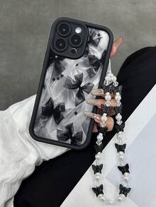 Ốp điện thoại thời trang tối giản màu hồng đen thắt nơ với dây đeo hình bướm, chống sốc, thiết kế lõm, dày dặn, đơn giản và thời trang, tương thích với iPhone 17/ 17 Pro/ 17 Pro Max/ 16/ 15, 15 Pro Max, Apple P13, P14 nữ, P11, P12 chống sốc XS.XR / 16 Pro Max / 13 Case/Case/78P.78GES2 16/ 15/ XR / 16 Pro Max/7P 8P/P12 Pro Max/P13 Pro Max/P14 Pro Max /P13/P14/P11/P12/P14 nữ, ốp lưng mềm chống sốc XS/S/XS Max/78GES, quà tặng sinh nhật, phiên bản quốc tế, không phải phiên bản nội địa. - Nhiều màu - Xem 2