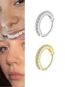 1 Stück vollständig mit Strass verzierter Nasenring für Frauen, Nasenring, Nasenseptumring, Lippenring, Knorpelohrringe, vielseitiger Körperschmuck für Frauen, geeignet für den täglichen Gebrauch, Partys, Musikfestivals, Geschenke, Strandurlaube, Feiertage (Chinesisches Neujahrsfest, Halloween, Valentinstag, Ostern, Weihnachten) und verschiedene Anlässe - Verschiedenfarbig - Übersicht 7