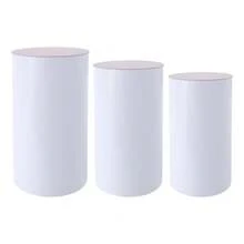 SENDERPICK Wedding Round Cylinder Pedestal Stands, 3 Pcs Wedding Round Cylinder Stand Cake Dessert Display Cylinder For Parties Wedding Birthday Decoration - trắng - Xem 9
