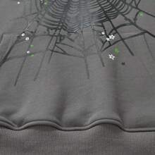 Spider Web Fashion Hip-Hop Printed Flower Hoodie, European And American  Brand Large-Sized Loose Men's And Women's Hooded Sweatshirt Set - 灰色 - 查看 6