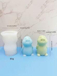 1pc Squinting Rabbit Silicone Candle Mold DIY Easter Bunny Aroma Stone Plaster Diffuser Home Decor Silicone Mold - White - View 6