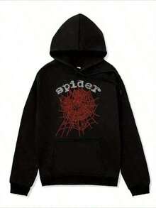 Men's Cartoon Character Print Long Sleeve Casual Hooded Sweatshirt,Spider Cobweb Pattern Hoodies Streetwear Fashion Gothic Darkly Zipper Hoodie Men Y2k Autumn Hooded Sweatshirt Jacket Coat-Cotton Olyester Blend Tailoring Suitable For Men Suitable For Autumn And Winter Ornamental - 黑色 - 查看 9