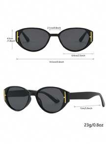 1副女士塑料椭圆形小框复古铆钉优雅简约百搭欧美户外旅行装饰时尚眼镜，适合日常佩戴 - 彩色 - 查看 2