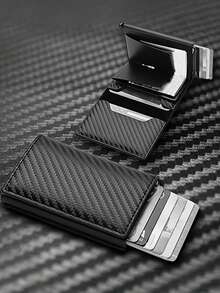 男士信用卡夹 1 件装，带防盗刷，防磁碳纤维材质，RFID 铝合金卡套，多功能大容量钱包，可装银行卡，小型圣诞礼物，零钱包 - 彩色 - 查看 2