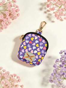 1pc Dog Poop Bag Holder/Dispenser, Valentine's Day & New Year Gift, Cute Valentine's Day Design - Gold Plated Metal Accessory, Fits All Leashes (Poop Bags & Leash Not Included) - Multicolor - View 1