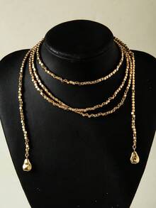 1条嘻哈风不对称仿珍珠串珠项链，适合女性日常佩戴、派对、度假，也是秋冬季的珠宝礼物之选。 - 彩色 - 查看 5