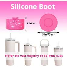 Bow Silicone Boot For Tumbler 20-40ozand  Water Bottle 24ozand IceFlow 20oz 30ozand Hydroflask Water Bottle 12-24oz Anti-Slip Sleeve For  Cup Accessories - GlitterRose - 查看 3