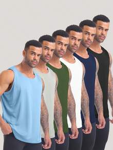 HOPLYNN 6 Pack Men's Quick Dry Workout Tank Tops Breathable Gym Sleeveless Muscle Shirts For Active Men - 多色2 - 查看 1