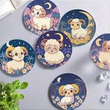 4 Stück/6 Stück/300 Stück arabisch-stilisierte Mond-Schaf-Muster bedruckte Diatomeen-Ton-Untersetzer, geeignet für Heimdekoration, Cafés, Nachmittagstee, Restaurantdekoration, Themenfeiern, tägliche Dekoration und auch als Geschenk verwendbar - Verschiedenfarbig - Übersicht 1