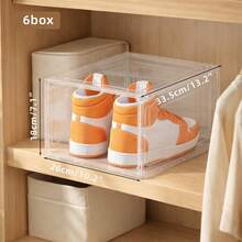 12 Pack Clear Plastic Stackable Shoe Storage Boxes, Large Shoe Organizer For Closet & Entryway, Space Saving Foldable Sneaker Containers With Transparent Display, Fit US Size 12+ Shoes, Sturdy Shoe Rack Alternative - White - View 8