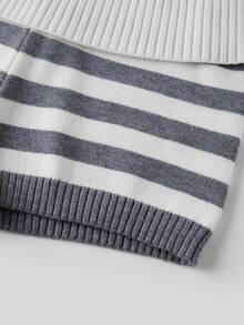 Women Y2K Striped Foldover Knit Shorts Low Waist Slim Fit Knit Mini Shorts Retro Micro Boxer Short Pants Streetwear Summer Clothes - Light Grey - View 11