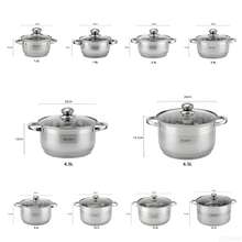 Panela de aço inoxidável para sopa, com diâmetro de 14 cm a 32 cm, ideal para uso doméstico. Adequada para fogões de indução e a gás. Multifuncional para cozinhar sopas, macarrão, mingau e ensopados. Possui alças duplas, é fácil de limpar e tem tamanhos que variam de 14 cm a 32 cm. - prata - Ver 4