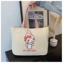 1pc Canvas Tote Bag, Girl Shopping Bag, Student Handbag, Snack Bag, Multi-Layer Portable Shoulder Bag - Multicolor - View 5
