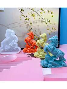 1个马形硅胶蜡烛模具 DIY香薰蜡烛石膏扩香石家居装饰配件 - 白色 - 查看 4