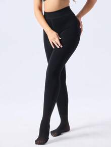 1/2 Pairs Women's 600D High Elasticity Fleece Thermal Lined Tights, Fashionable Minimalist Pantyhose - Multicolor - View 11