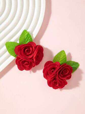 2 st. exklusiva hårspännen med rosblommor, lämpliga för alla hjärtans dag och vardagsbruk