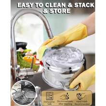 olla con tapa de acero inoxidable capacidad de 9 litros y 24 cm de diámetro , ideal para caldos y sopas, compatible con todas las fuentes de calor incluyendo induccion - Plateado - Ver 5