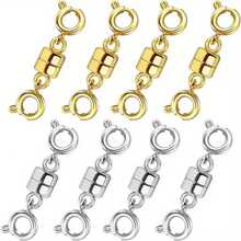 4pcs Magnetic Necklace Clasp & Closure Set, Gold & Silver Spring Ring Chain Extender Necklace Bracelet Magnetic Lock Jewelry Converter - Multicolor - View 1