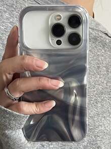 奢华渐变激光波纹软壳手机壳,兼容 17 Pro Max、17 Pro、17、16 Pro Max、16 Pro、16、15 Pro Max、15 Pro、15、14 Pro Max、14 Pro、14、13 Pro Max、13 Pro、13、12 Pro Max、12 Pro、12、11,时尚可爱,柔软顺滑 - 灰色暈染 - 查看 4