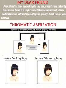 高级合成漫画刘海假发，女士额夹式刘海，耐热自然黑，适合日常佩戴 - 彩色 - 查看 8