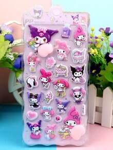 Gukha, Y2K, Transparent, Reusable/Self-Adhesive, Sweet Girl/Minimalist Aesthetic/Butterfly/Animal Pattern Stickers For Phone, Notebook, Water Bottle, Car, DIY Planner, Thick Soft Comfortable Bottom Squeeze Relax Stickers Cartoon Stickers (Some Styles May Have Color Differences, Random Delivery) - Multicolor - View 9