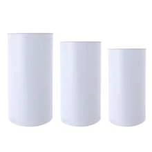 SENDERPICK Wedding Round Cylinder Pedestal Stands, 3 Pcs Wedding Round Cylinder Stand Cake Dessert Display Cylinder For Parties Wedding Birthday Decoration - trắng - Xem 8
